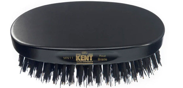 Kent Mens Finest Ebony Pure Black Bristle Oval Brush (MN11)
