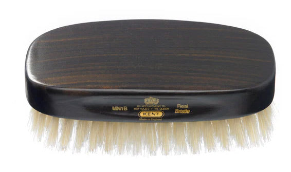 Kent Mens Finest Ebony Pure White Bristle Rectangular Brush (MN1B)